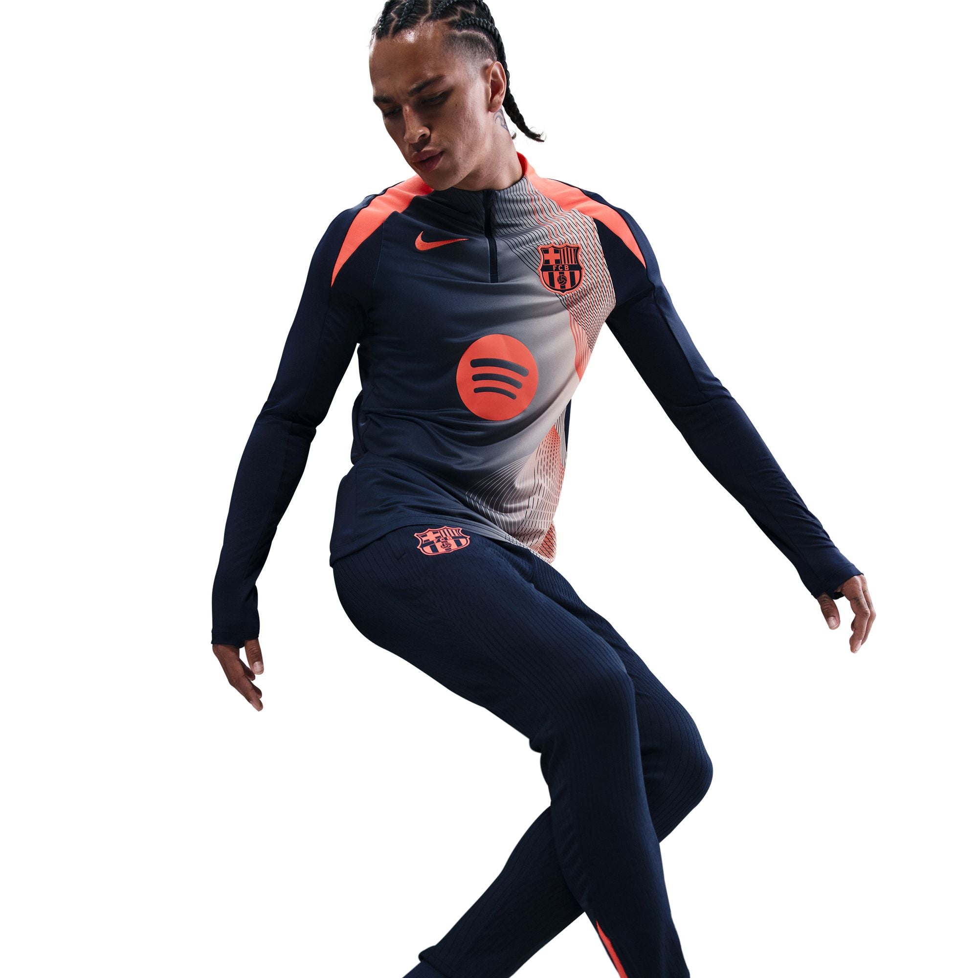 FC Barcelona Strike Third Straight Nike Dri-FIT Total 90 Soccer Pre-Match Drill Top