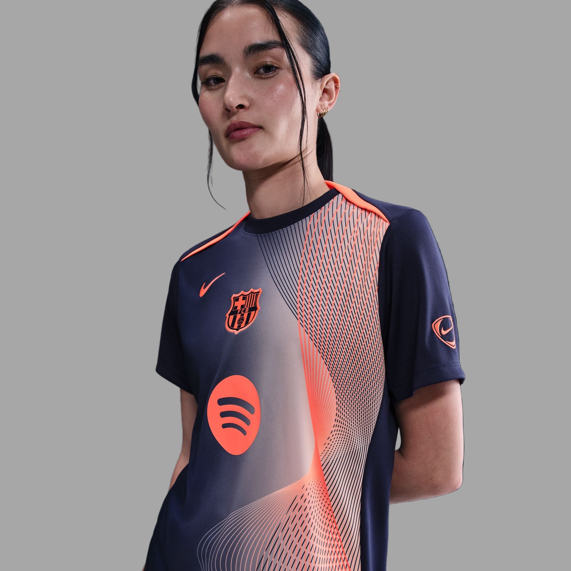 FC Barcelona Curved Fit Nike Dri-FIT Total 90 Soccer Pre-Match Top