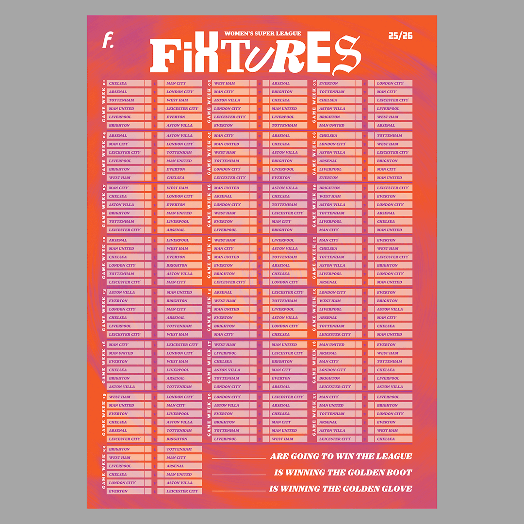 Folded WSL Fixtures Poster 2025/26