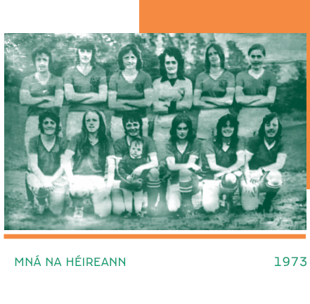 Historical photo of women's sports team with text about celebrating women's history and unity.